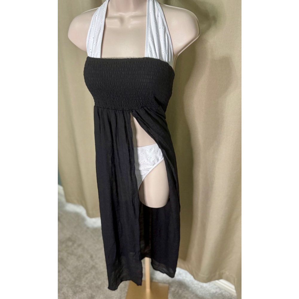 Convertible Swim Coverup Skirt/Dress in Black Gauze Size Large